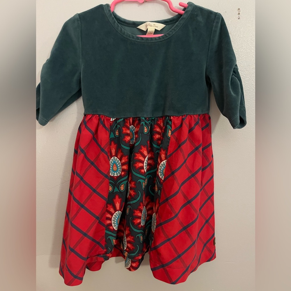 Matilda Jane Forest‎ Green and Red Plaid Kids Dress